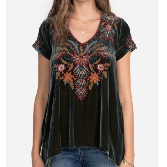 Johnny Was heavily embroidered AIvita velvet drape top NWT - Picture 1 of 9